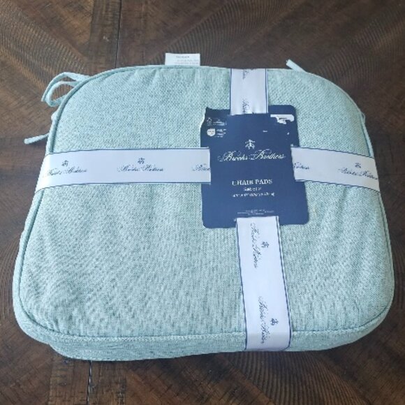 NEW NWT Brooks Brothers 2 Sea Blue Chair Cushion Cushions Pads with Tie Backs - Picture 1 of 5